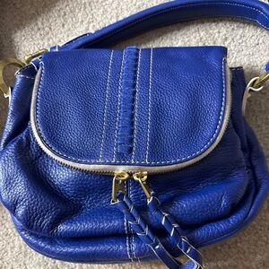 orYANY Royal Blue Leather Crossbody with Braided Accents